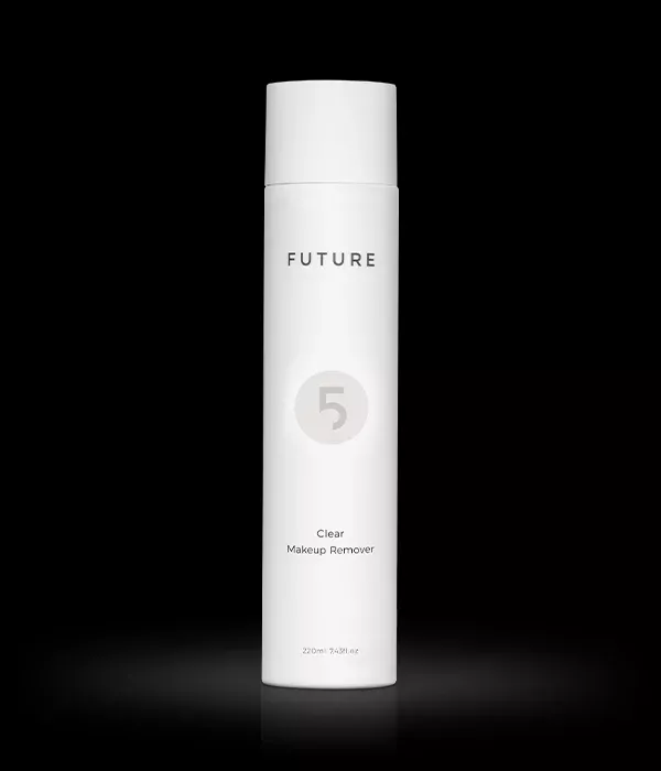 future cosmetics clear makeup remover bottle